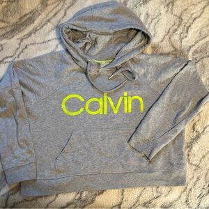 Calvin Klein Gray Hoodie crop with Neon Accents